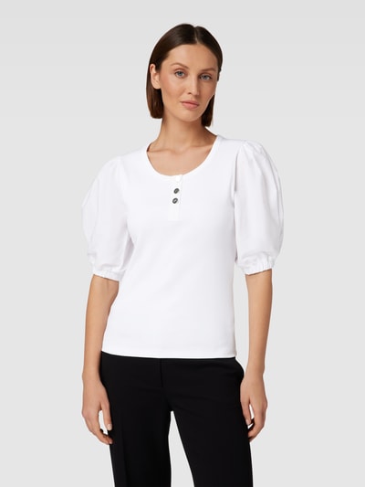 Lauren Ralph Lauren T-shirt met pofmouwen, model 'CAITLEY' Wit - 4