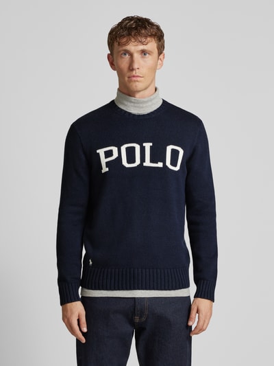 Polo Ralph Lauren Sweter z dzianiny z wyhaftowanym logo Granatowy 4