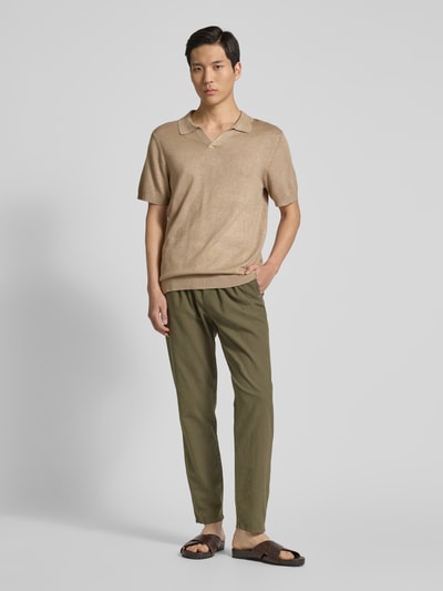 Colours & Sons Cropped Chino aus Leinen mit elastischem Bund Oliv 1