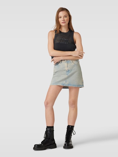 Tommy Jeans Gebreide top met labelstitching, model 'OPEN' Zwart - 1