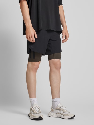 Adidas Training Slim Fit Double Layer Shorts mit Label-Print Modell 'Power 2in1' Black 4