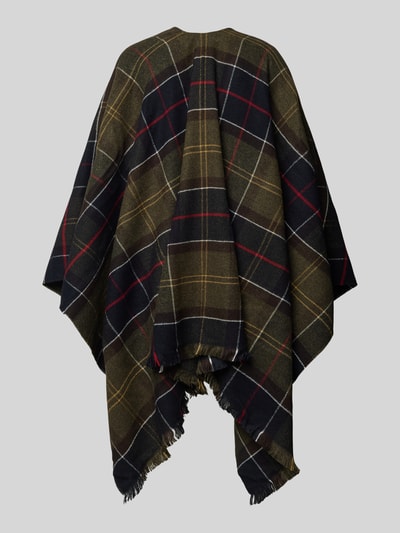 Barbour Poncho met franjes, model 'STAFFEN' Olijfgroen - 3