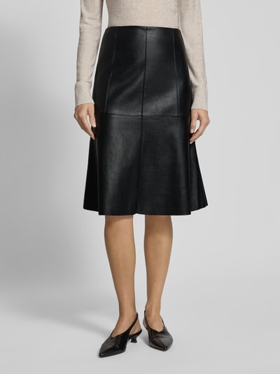 s.Oliver BLACK LABEL Knielange rok in kunstleerlook Zwart - 4