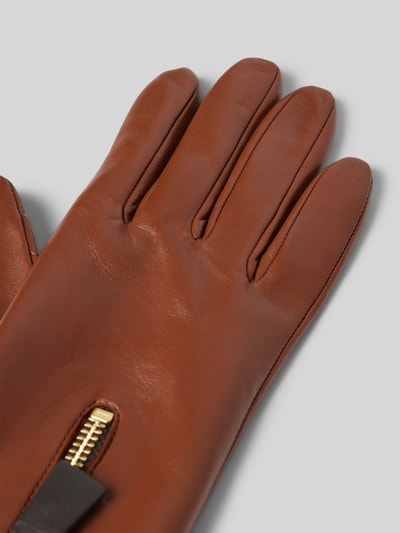 Roeckl Lederhandschuhe mit Reißverschluss Cognac 3