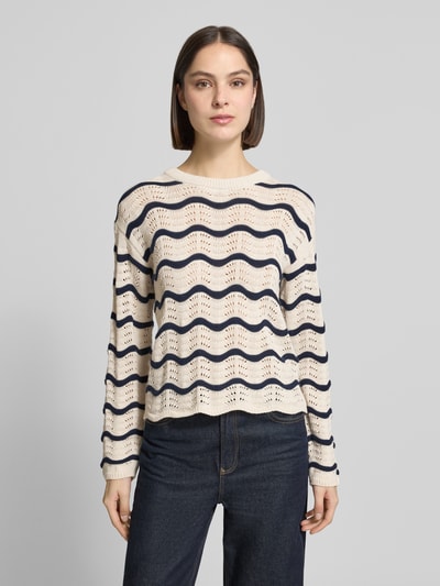 VILA Regular Fit Pullover in Strick-Optik Modell 'Wave' Marine 4