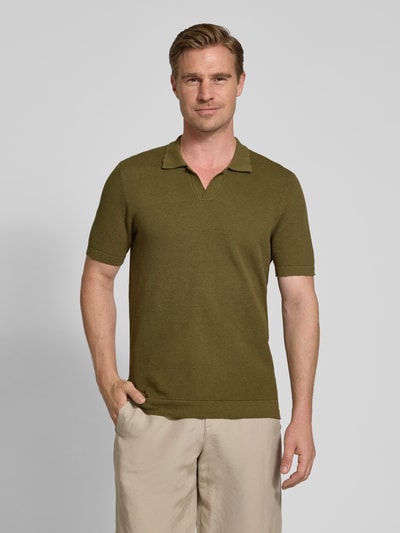 Casual Friday Regular Fit Poloshirt aus Baumwoll-Leinen-Mix Modell 'MATEO' Oliv 4