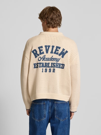 REVIEW Strickjacke mit Polokragen und Knopfleiste Ecru 5