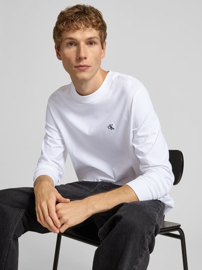 Calvin Klein Jeans Longsleeve mit Logo-Stitching Weiss 3