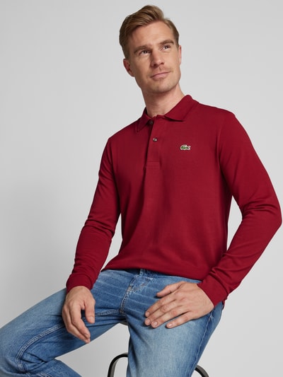 Lacoste Koszulka polo o kroju classic fit z długim rękawem Bordowy 3