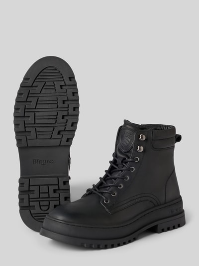 Blauer USA Schnürstiefel mit Label-Detail Modell 'IUKA' Black 4