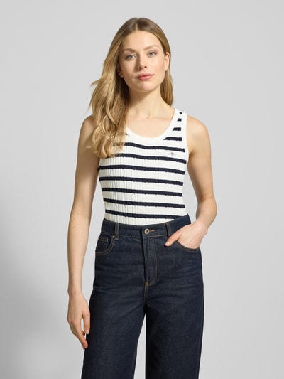 GANT Stricktop in Ripp-Optik mit Label-Stitching Ecru 4