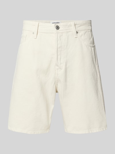 Produktfoto, Loose Fit Jeansshorts mit Eingrifftaschen Modell 'TONY' von Jack & Jones aus reiner Baumwolle im Used-Look, cremefarben, sichtbare Struktur