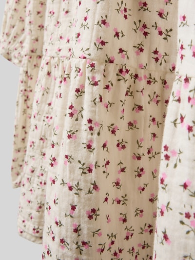 Productfoto, A-lijn casual jurk van pure katoen model 'THYRA' van Only, crème met allover bloemenpatroon, flammégaren textuur