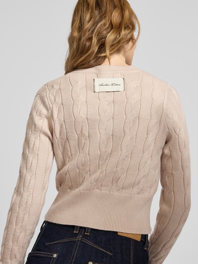 ANOTHER COTTON LAB Cropped Strickpullover mit Zofpmuster Beige 3
