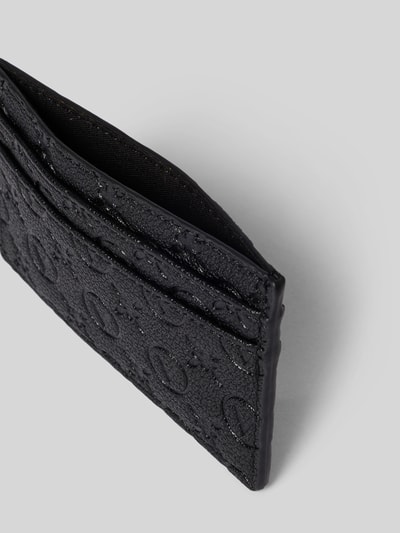 Produktfoto, Portmonetka z tłoczeniem logo allover model 'Samba' od VALENTINO BAGS, ciemny kolor, otwarta komora główna, zewnętrzne kieszenie, strukturalna faktura