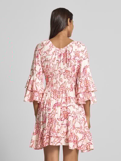 Apricot Minikleid mit Volants Koralle 5