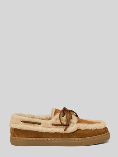 Marc O'Polo Loafers met lamswollen voering van runder suède Cognac - 2