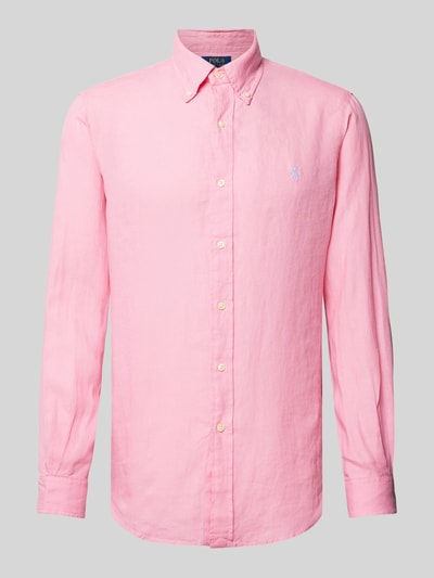 Polo Ralph Lauren Custom Fit Leinenhemd mit Label-Stitching Pink 2