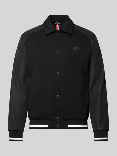 Produktfoto, Jacke mit Label-Detail von Antony Morato in Schwarz, mit Kentkragen, Druckknopfleiste, gerippten Abschlüssen und Eingrifftaschen