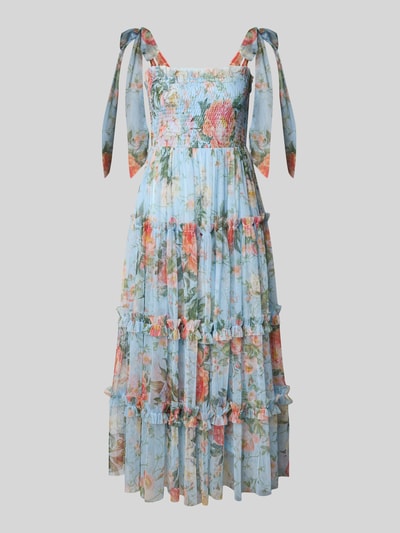 LACE & BEADS Cocktailjurk in laagjeslook met smokdetails Lichtblauw - 2