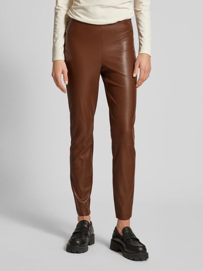 Oui Skinny fit broek in leerlook Lichtbruin - 4