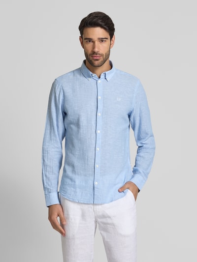 Casual Friday Regular Fit Leinenhemd mit Button-Down-Kragen Modell 'Anton' Hellblau 4