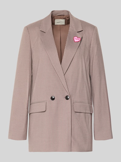 Productfoto, Relaxed Fit Longblazer met viscosegehalte van Tom Tailor Denim, two tone, uni, ruitpatroon, reverskraag, label stitching, hart-applicatie, 2-knoopsluiting, rechte lange mouw, klepzakken, twill, materiaal-mix met viscose.