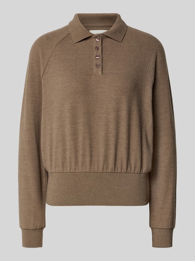 OPUS Gebreide pullover met polokraag, model 'Geigi' Lichtbruin - 2