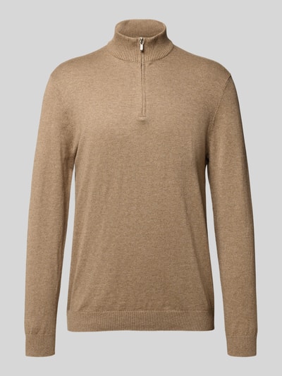 ONLY & SONS Regular Fit Troyer aus Baumwoll-Viskose-Mix Modell 'LOUI' Beige Melange 2