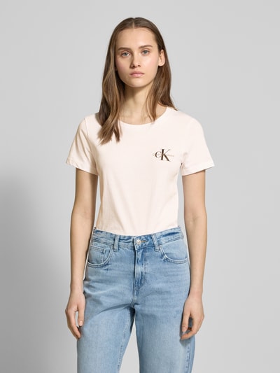 Calvin Klein Jeans T-shirt met labelprint in een set van 2 stuks Lichtroze - 4