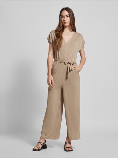 Jake*s Casual Jumpsuit met strikceintuur Leem - 1