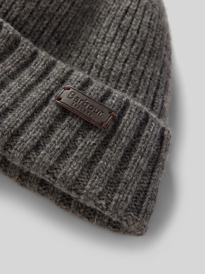 Barbour Czapka beanie z naszywką z logo Grafitowy 2