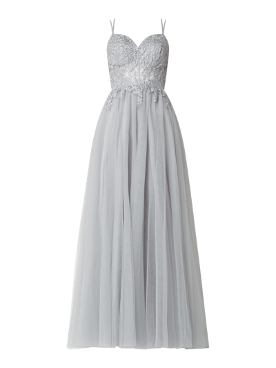 Luxuar Abendkleid aus Tüll mit Glitter-Effekt  Silber 2