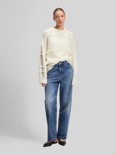 HUGO Blue Oversized Pullover aus Material-Mix mit Woll-Anteil Ecru 1