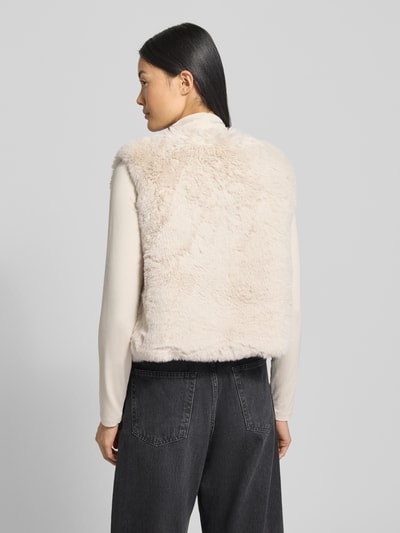 Milano Italy Gilet van imitatiebont met ronde hals Offwhite - 5