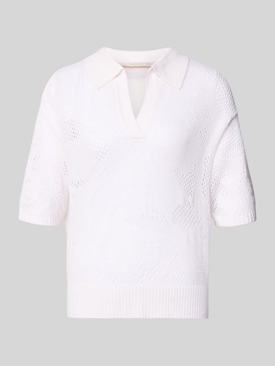 Produktfoto, Relaxed Fit Pullover aus Escorial Woll-Mix mit Kaschmir-Anteil von HERZENS, biały kolor, strick, półrękaw, dziurkowany wzór, kołnierz, długość tyłu w rozmiarze 36: 55 cm, długość rękawa w rozmiarze 36: 23 cm