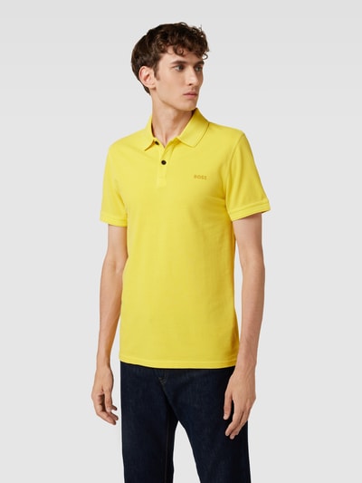 BOSS Orange Poloshirt met logostitching, model 'PRIME' Geel - 4