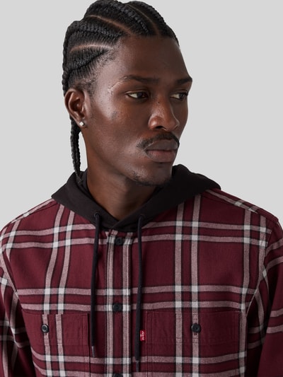 Levi's® Regular Fit Freizeithemd aus reiner Baumwolle mit Kapuze Bordeaux 3