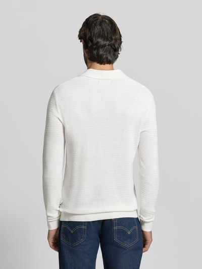 JACK & JONES Premium Regular Fit Poloshirt in Strick-Optik Modell 'Riley' Weiss 5