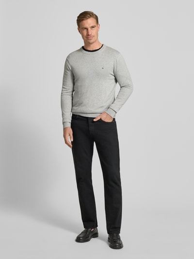 Tommy Hilfiger Regular Fit Strickpullover aus Baumwoll-Kaschmir-Mix Hellgrau Melange 1