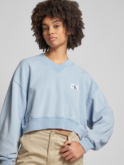 Calvin Klein Jeans Oversized Sweatshirt mit V-Ausschnitt Hellblau 3