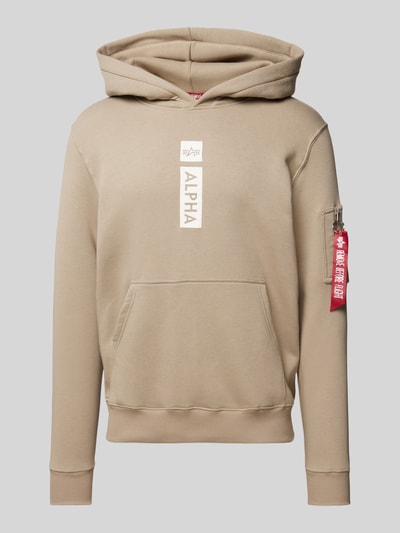 Alpha Industries Hoodie met rits- en kangoeroezak Zand - 2