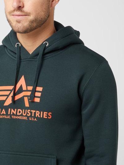 Alpha Industries Bluza z kapturem z nadrukiem z logo Butelkowy zielony 3