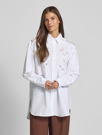 STELLA NOVA Regular fit blouse met broderie anglaise Wit - 4