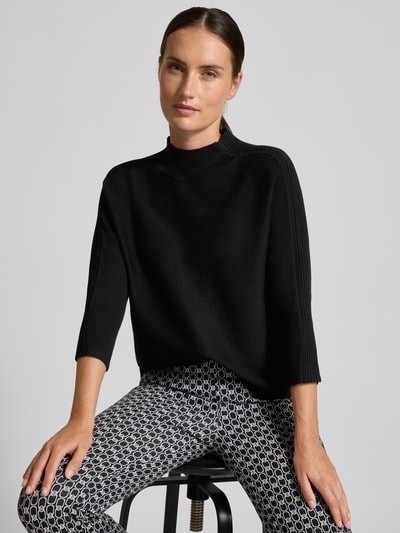 comma Sweter z dzianiny ze stójką i rękawem o dł. 3/4 Czarny 3