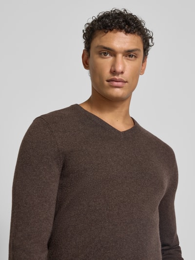 Christian Berg Men Kaschmirpullover mit V-Ausschnitt Schoko Melange 3