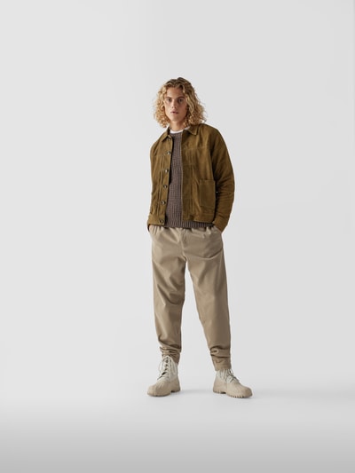 Officine Générale Lederjacke mit Biesen Olivgrün 1