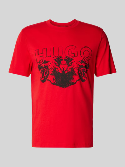 HUGO T-shirt met label- en motiefprint, model 'Durro' Rood - 2