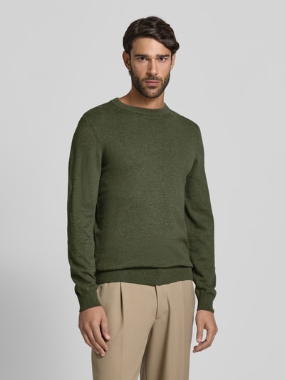 MCNEAL Strickpullover aus Baumwoll-Kaschmir-Mix mit Rundhalsausschnitt Khaki Melange 4