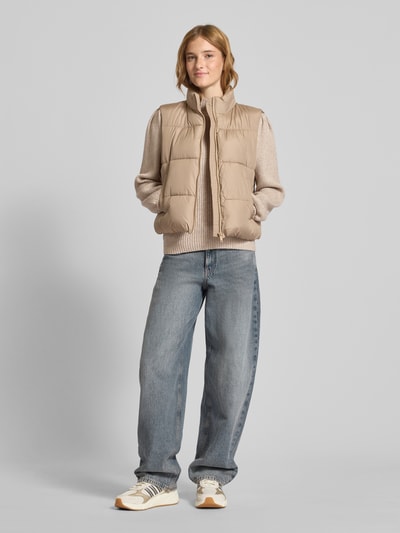 Only Regular Fit Strickpullover aus Viskose-Mix Modell 'KATIA' Beige Melange 1